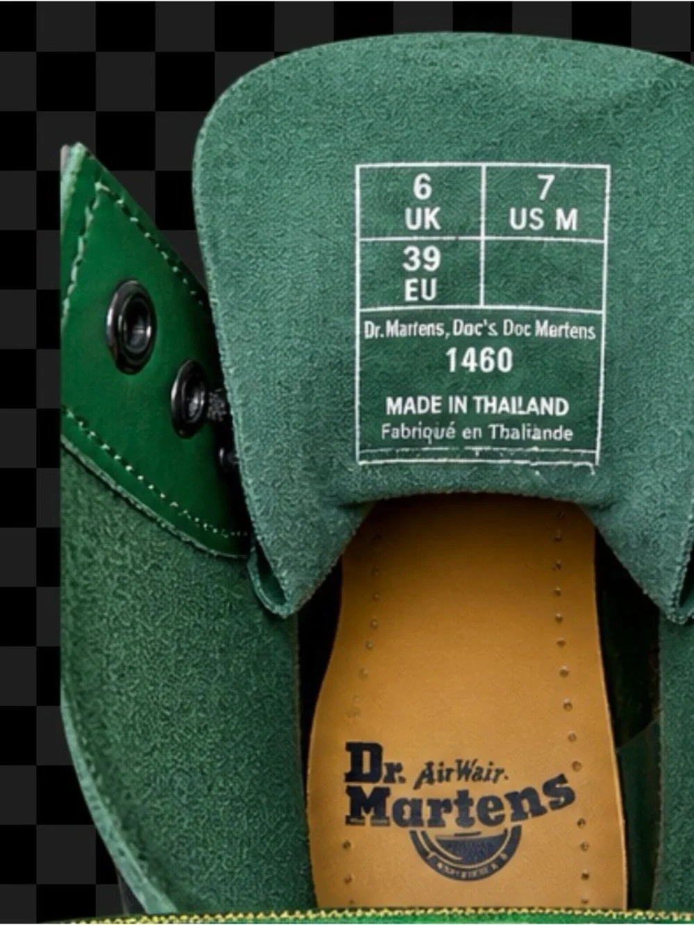 Dr. Martens Green Leather Lace-Up Combat Boots with Black Laces